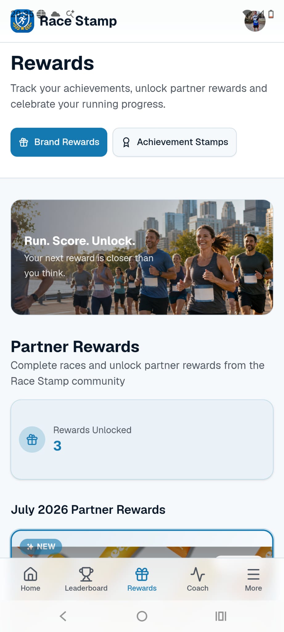 Race Stamp brand and partner rewards